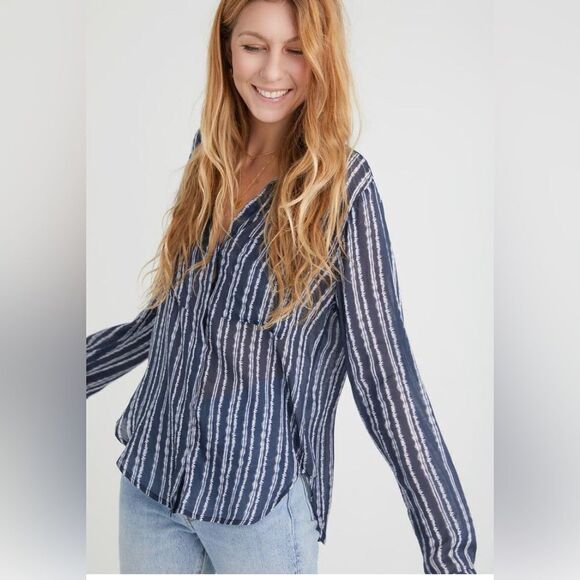 Bella Dahl BLACK and gray lightweight blouse with #design size extra small - Picture 2 of 7